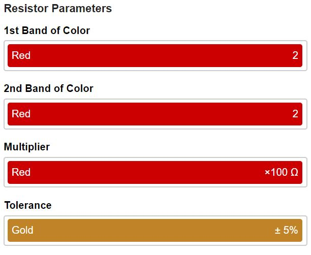 2200 Ohm Resistor Color Code